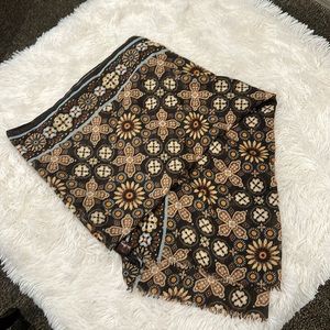 Vera Bradley Scarf | Canyon | Brown, Tan, light blue trim. | 78” x 28”